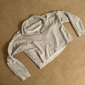 Aerie Light Heather Gray Cropped Quarter Zip